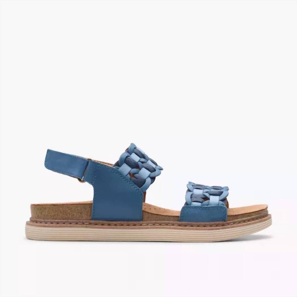 NEW CLARKS women's arwell glide sandals in blue combi